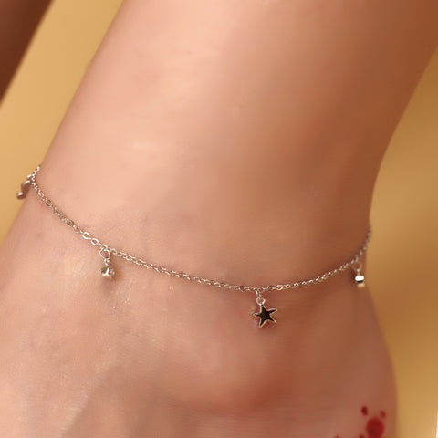 Silver fish with dancing star anklet