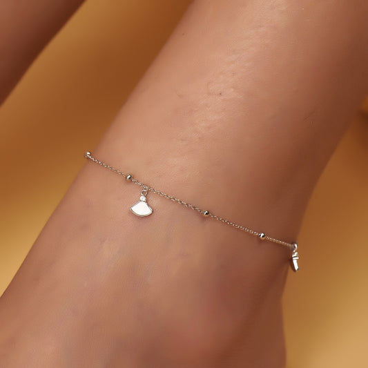 Silver fairy with single diamond Anklet