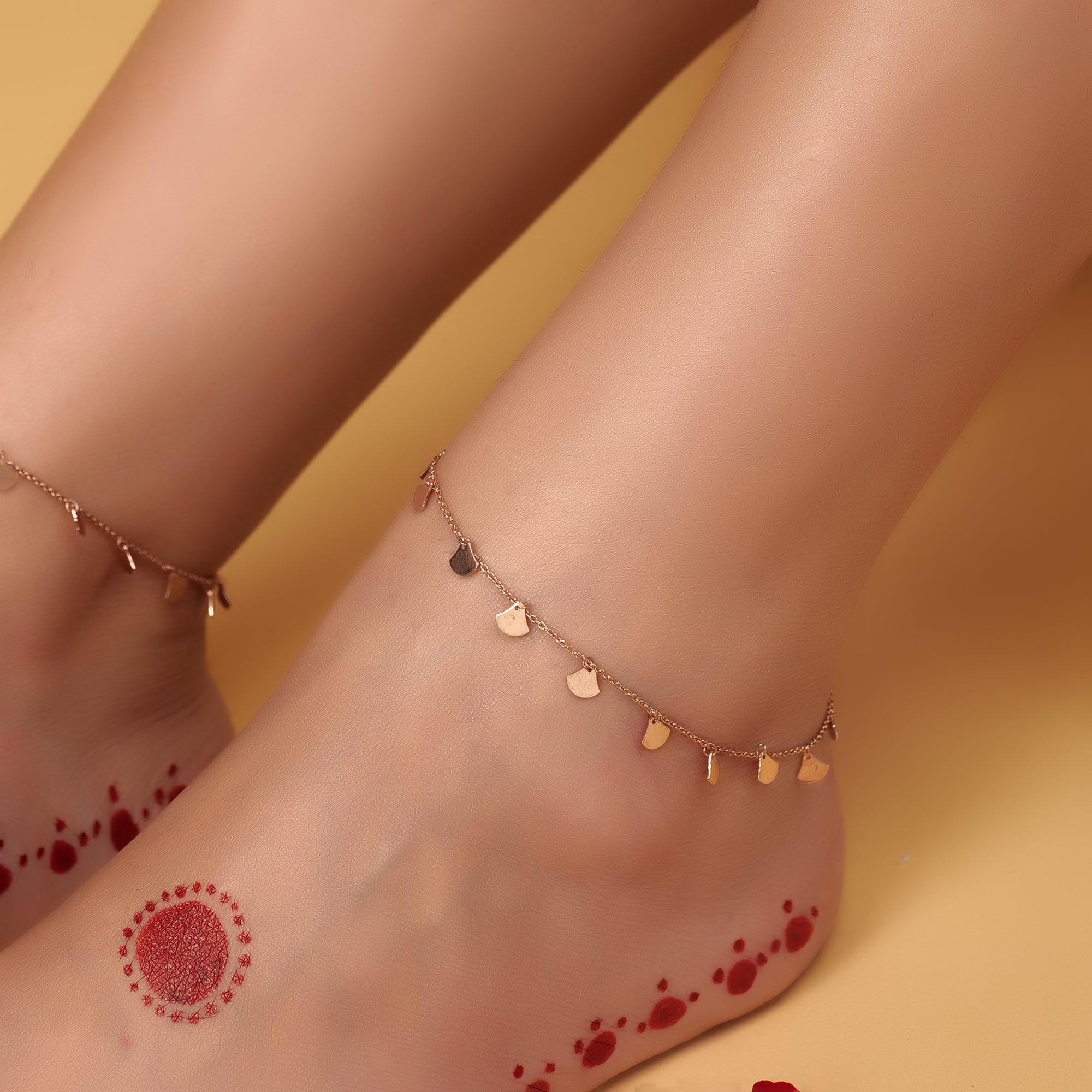 Rose gold unique design anklet Pair of Anklets - Main Image